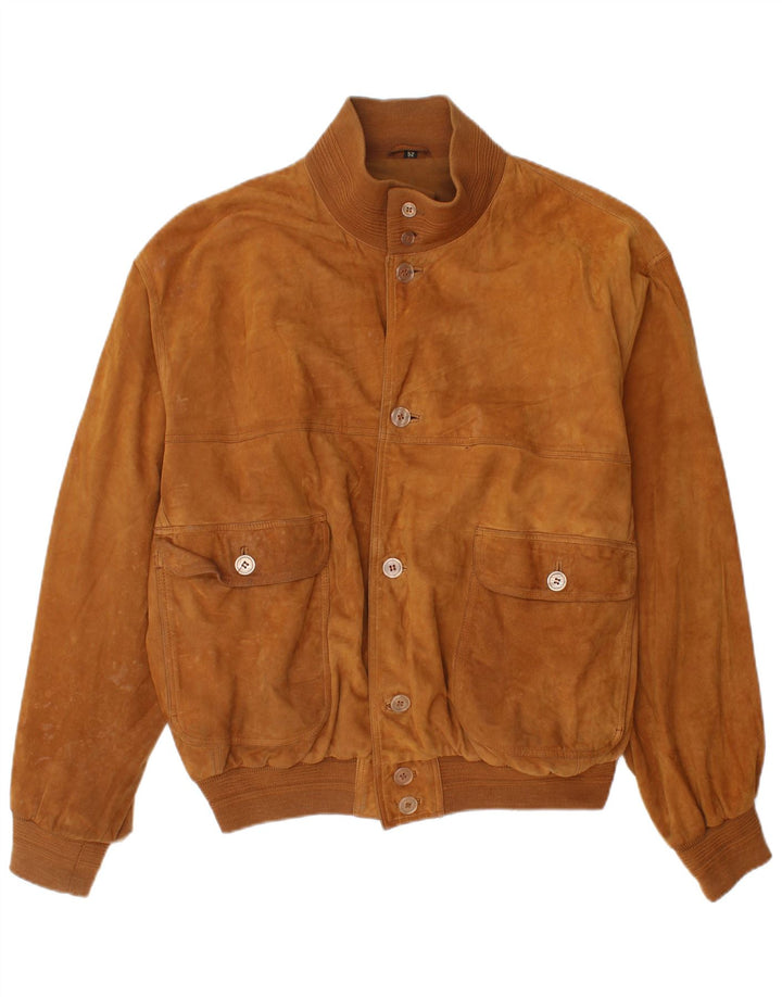Vintage męska zamszowa kurtka bomber IT 52 XL brązowa skóra
