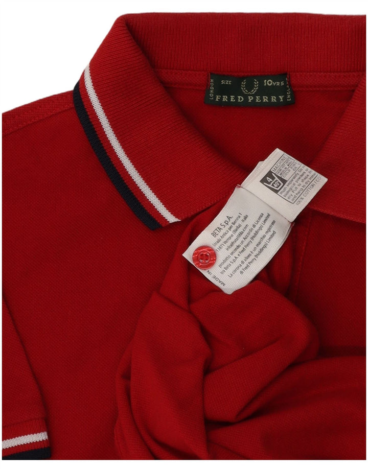 Chłopięca koszulka polo Fred Perry 9-10 lat, czerwona, bawełniana