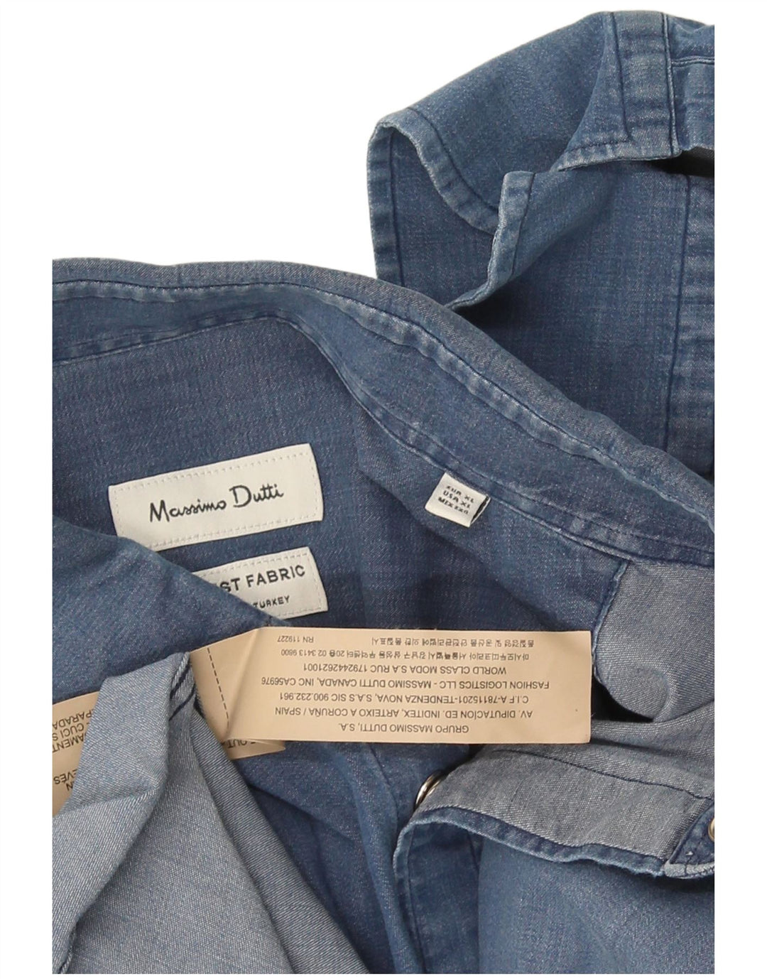 Męska koszula dżinsowa Massimo Dutti o regularnym kroju XL, niebieska, bawełniana