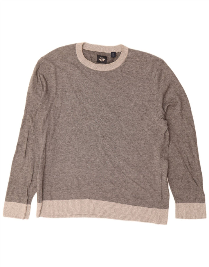 Męski sweter z okrągłym dekoltem Dockers, duży, szary, nakrapiany