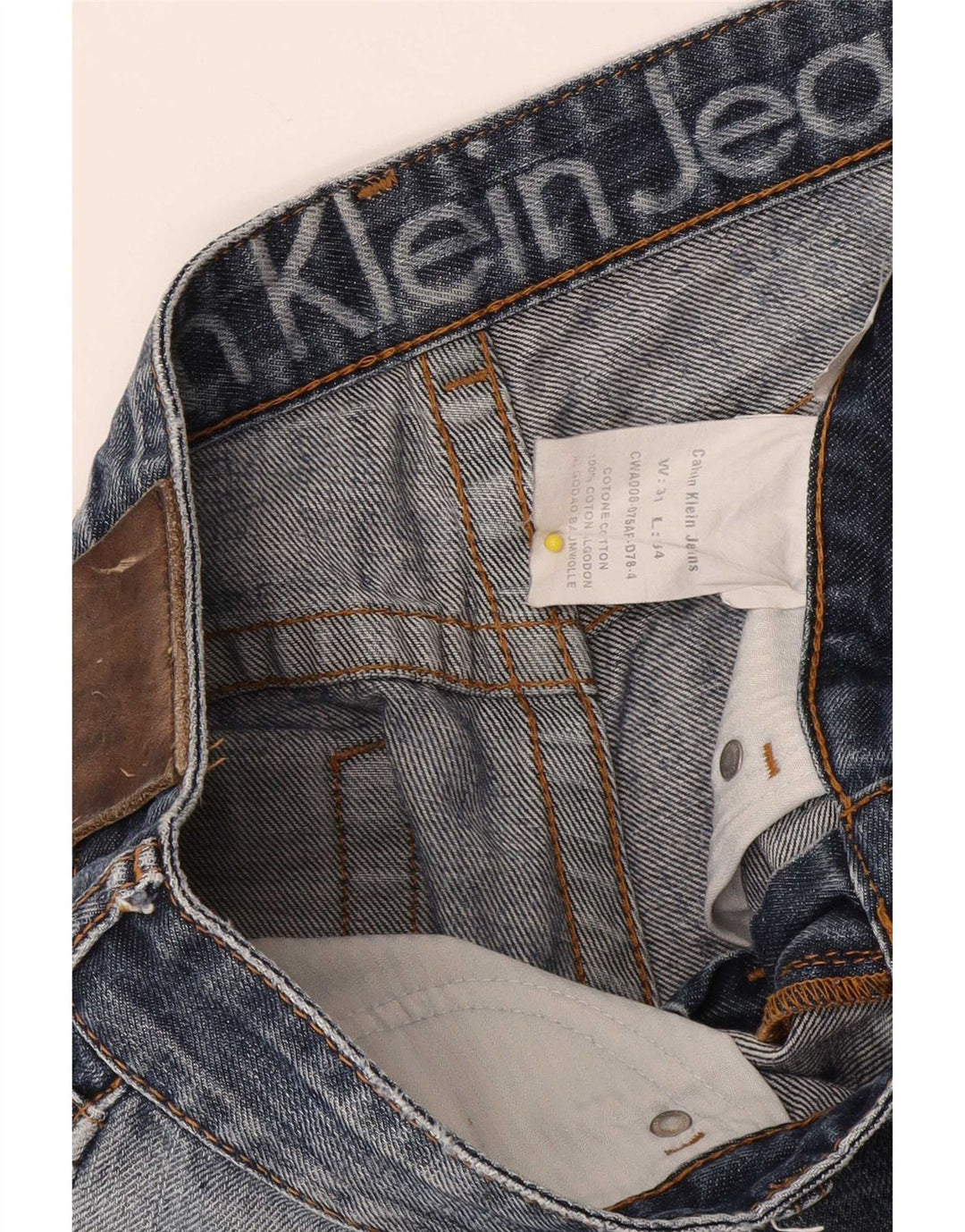 Męskie proste dżinsy Calvin Klein W31 L34 Niebieskie bawełniane