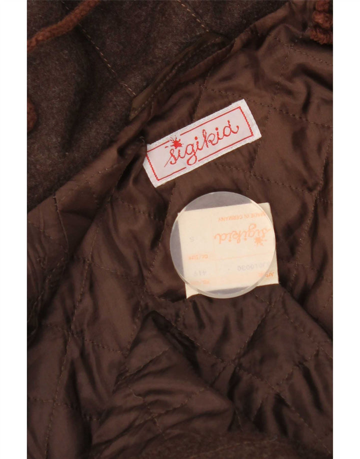 Vintage damska kurtka typu parka z kapturem, oversize, UK 10, mała, brązowa wełna