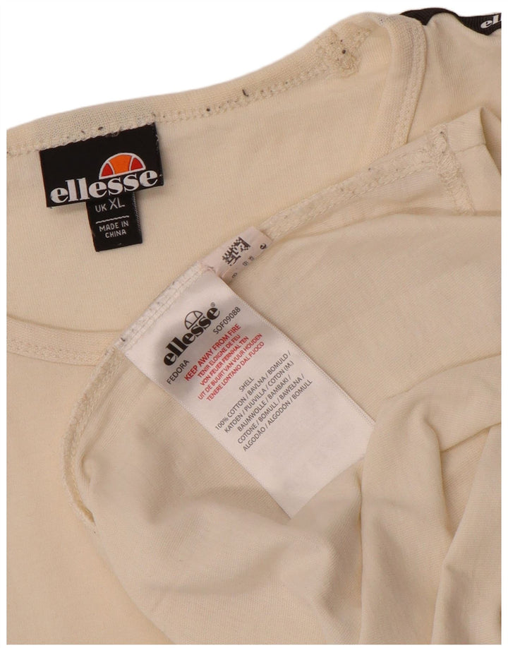 Męska koszulka z grafiką Ellesse Top XL w kolorze złamanej bieli, bawełniana