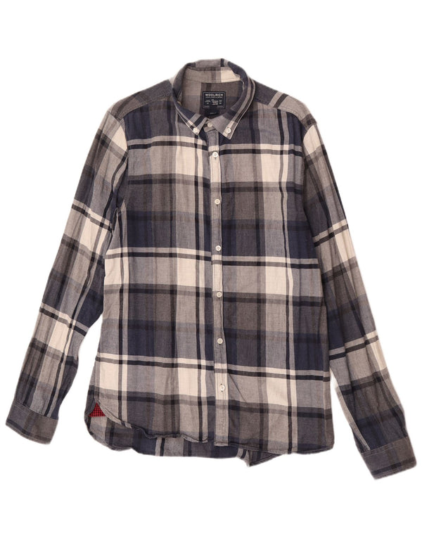 Męska koszula flanelowa Woolrich w średnią granatową kratę