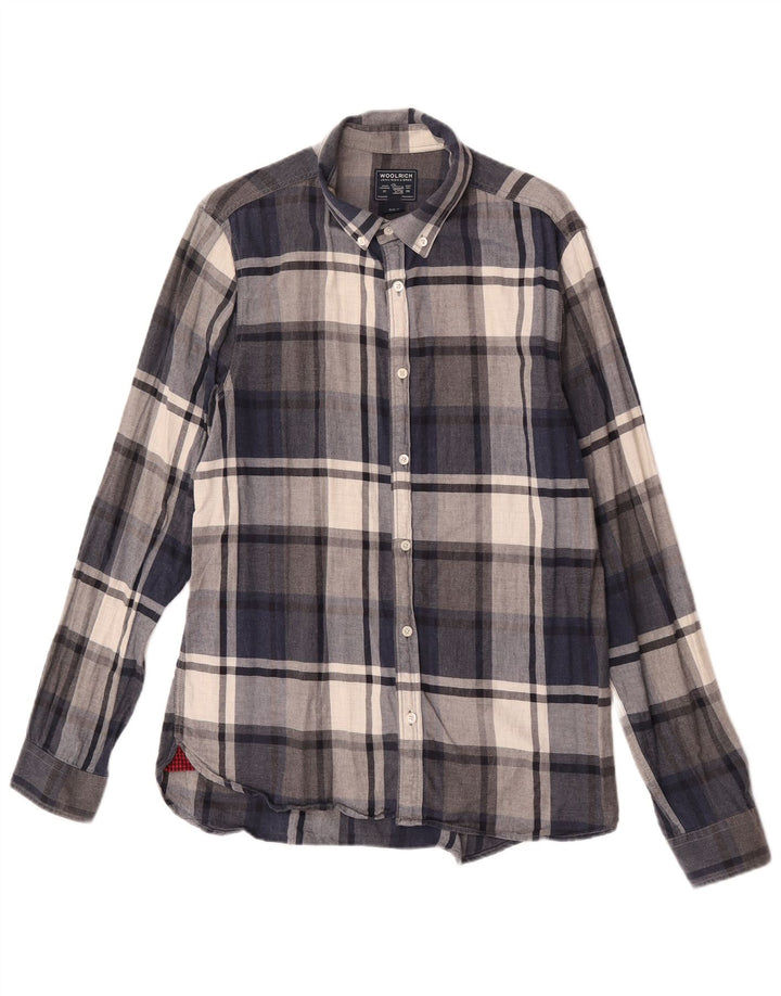 Męska koszula flanelowa Woolrich w średnią granatową kratę
