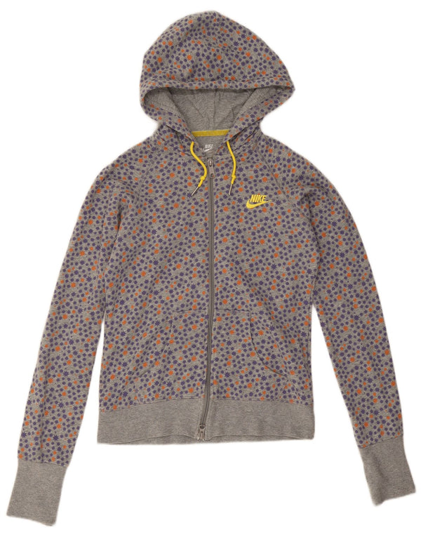 Damski sweter z kapturem i zamkiem błyskawicznym Nike UK 10, mały, szary, bawełniany w cętki