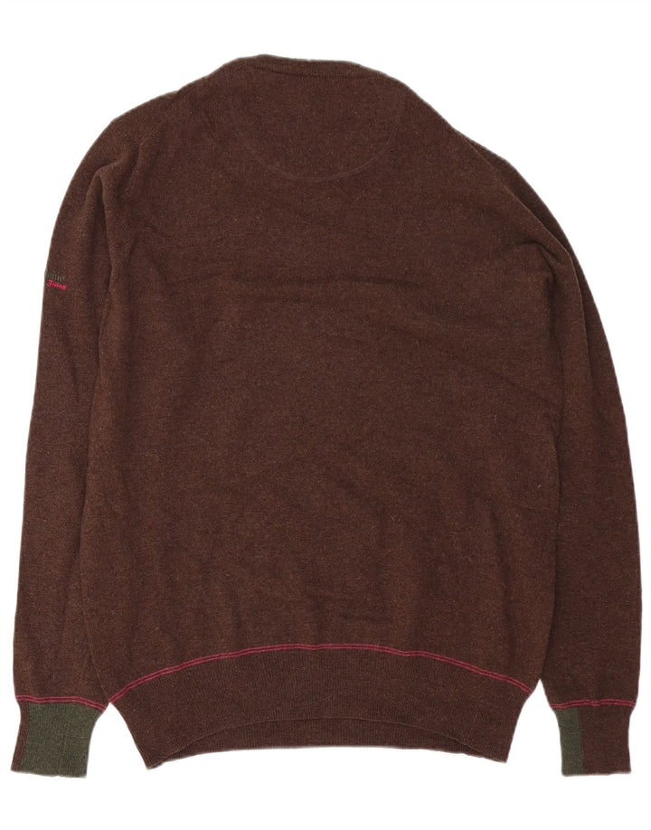 Męski sweter z okrągłym dekoltem Harmont & Blaine Średni brązowy wełniany