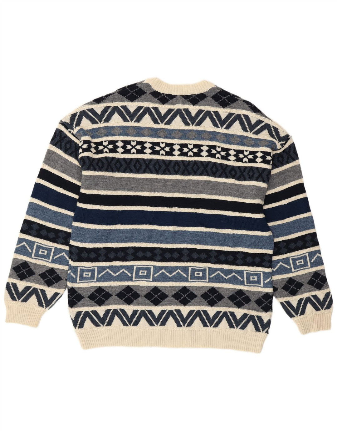 Il Granchio Męski sweter z okrągłym dekoltem, duży, niebieski, geometryczny