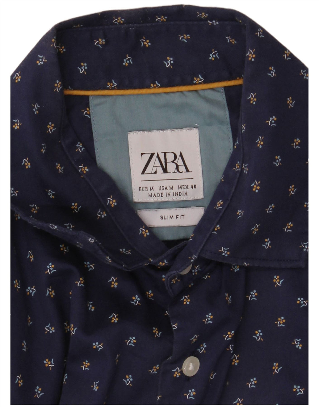 Męska koszula slim fit ZARA w kolorze średniego granatu w kwiaty