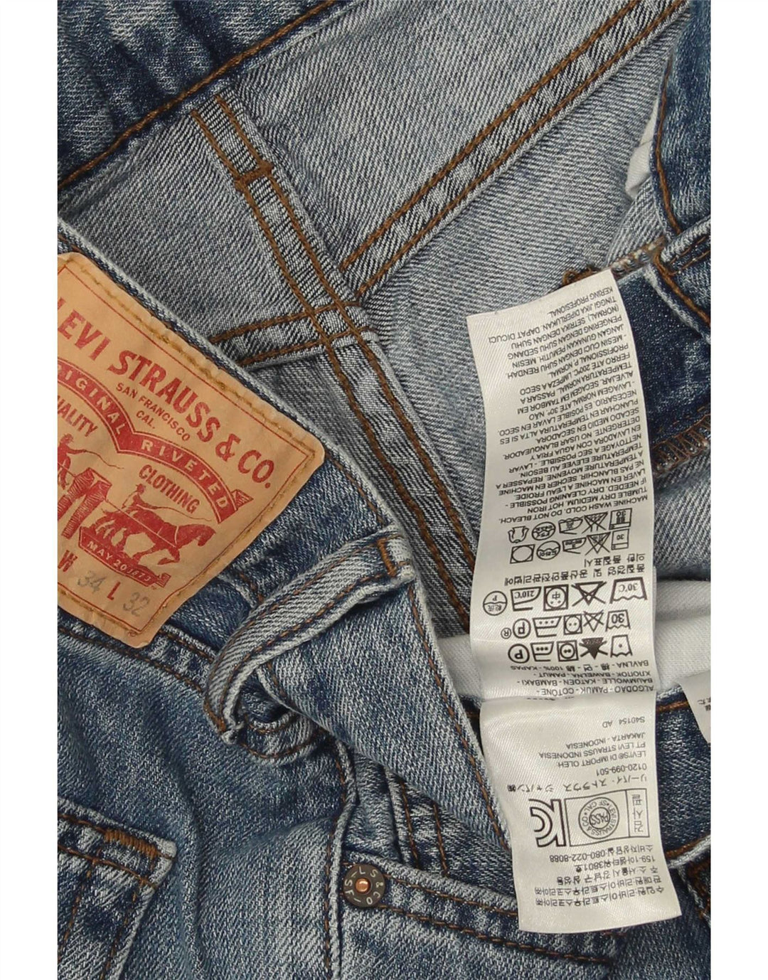 Męskie dżinsy Levi's 527 Bootcut W34 L32 Niebieska bawełna