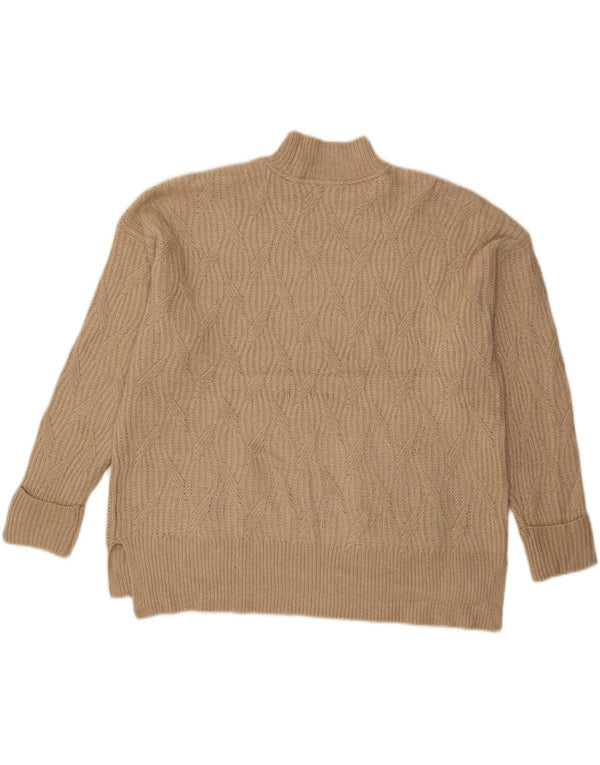 Damski sweter z golfem Fat Face UK 14 Duży beżowy Argyle/Diament