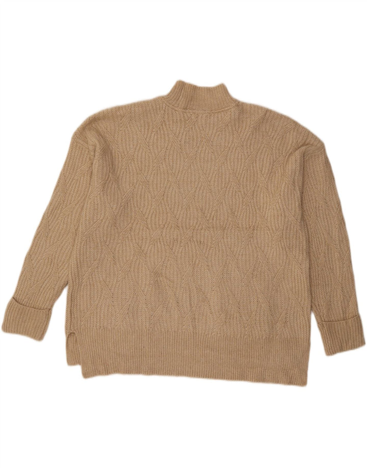 Damski sweter z golfem Fat Face UK 14 Duży beżowy Argyle/Diament