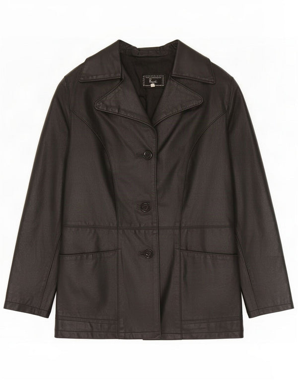 Bayside Womens Oversized Leather Jacket UK 10 Small Black