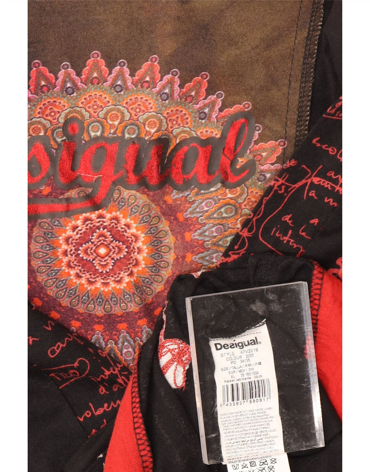 DESIGUAL Damska graficzna sukienka o linii A z długim rękawem UK 18 XL, czarna Paisley