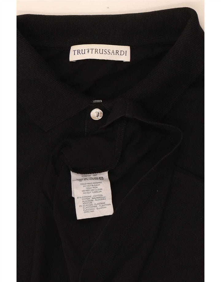 Męska koszulka polo z długim rękawem Trussardi, mała, czarna, bawełniana