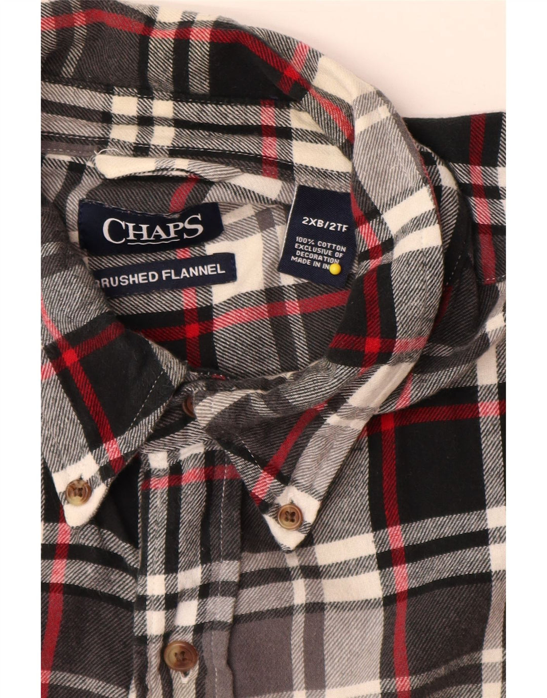 Męska koszula flanelowa Chaps 2XL w czarną kratkę, bawełniana