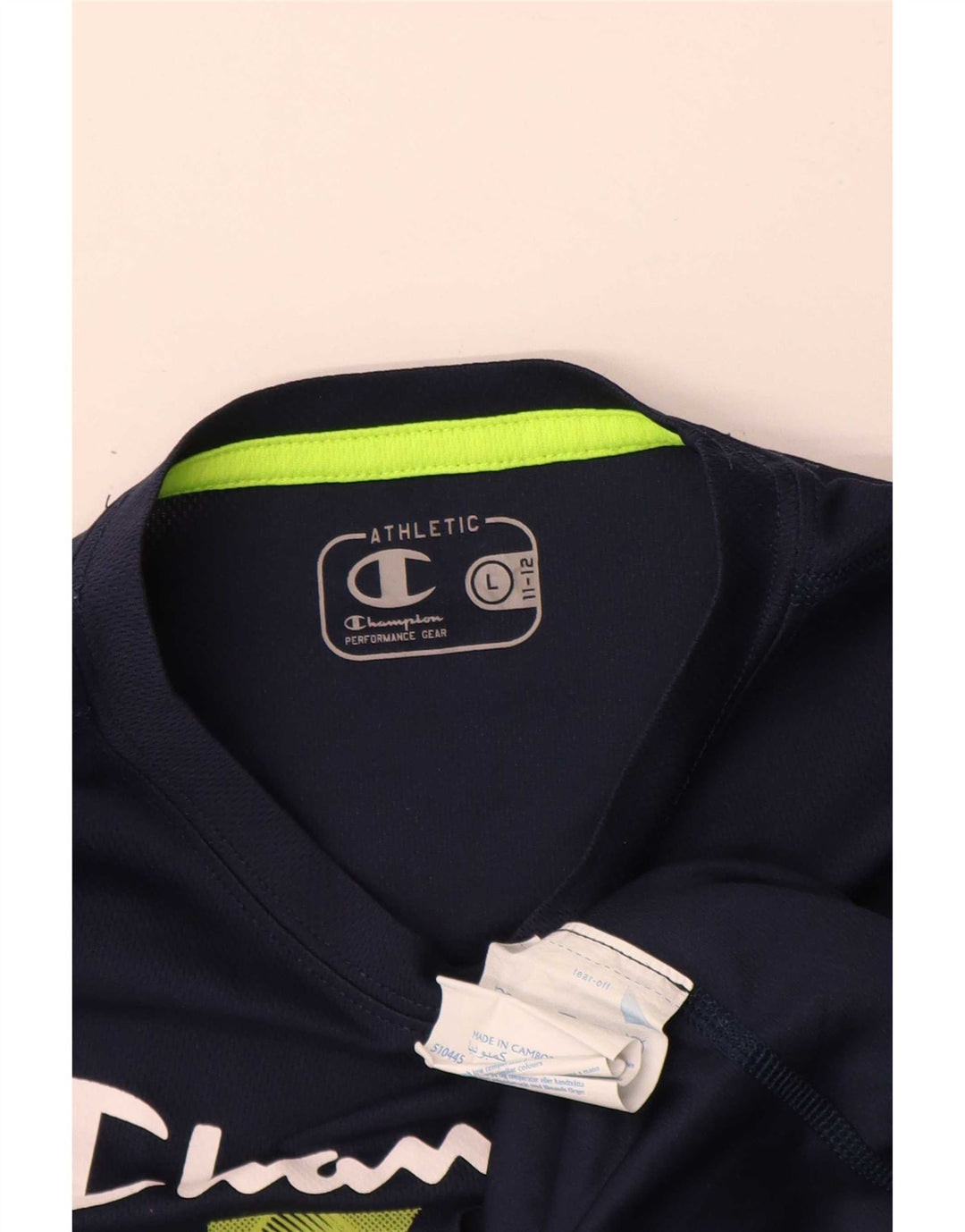 Chłopięcy T-shirt z grafiką Champion, rozmiar 11-12 lat, duży, granatowy, poliester