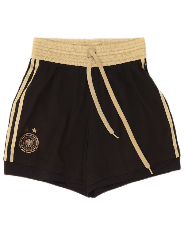 Męskie spodenki sportowe Adidas Deutscher Fussball Bund, małe, czarne, z blokami kolorów