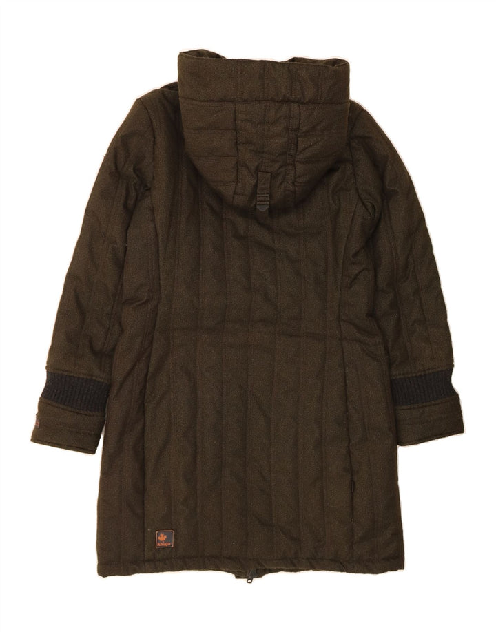 KHUJO Womens Hooded Padded Coat UK 16 Large Khaki Polyester Vintage KHUJO and Second-Hand KHUJO from Messina Hembry 