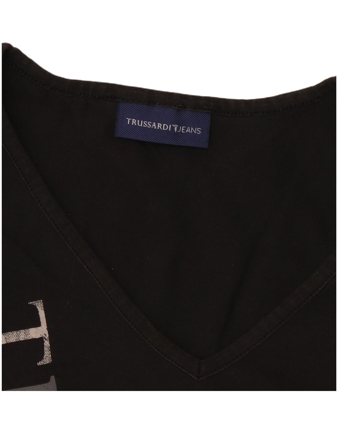 Damski top z grafiką TRUSSARDI JEANS, z długim rękawem, duży, czarny