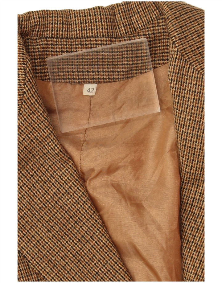 Vintage damska marynarka zapinana na 2 guziki IT 42 Średni brąz w pepitkę