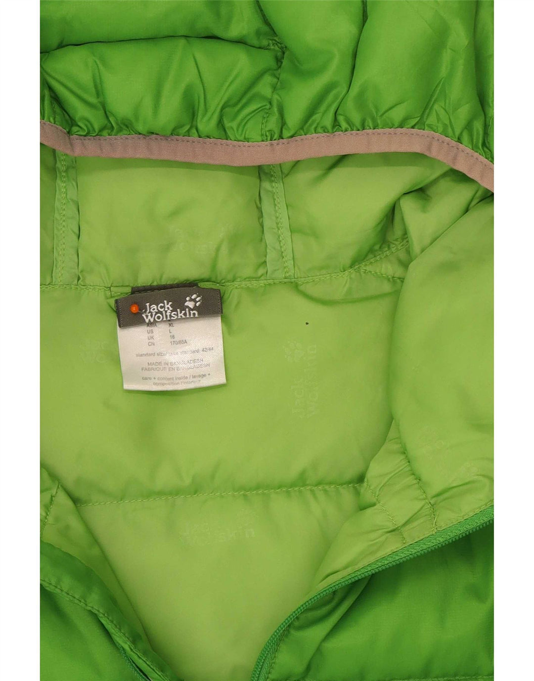 Damska ocieplana kurtka z kapturem Jack Wolfskin UK 16, duża, zielona, poliestrowa