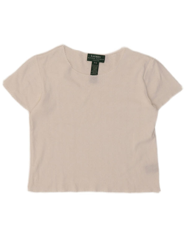 Koszulka damska Ralph Lauren Petite Crop Top UK 10 Small White Cotton