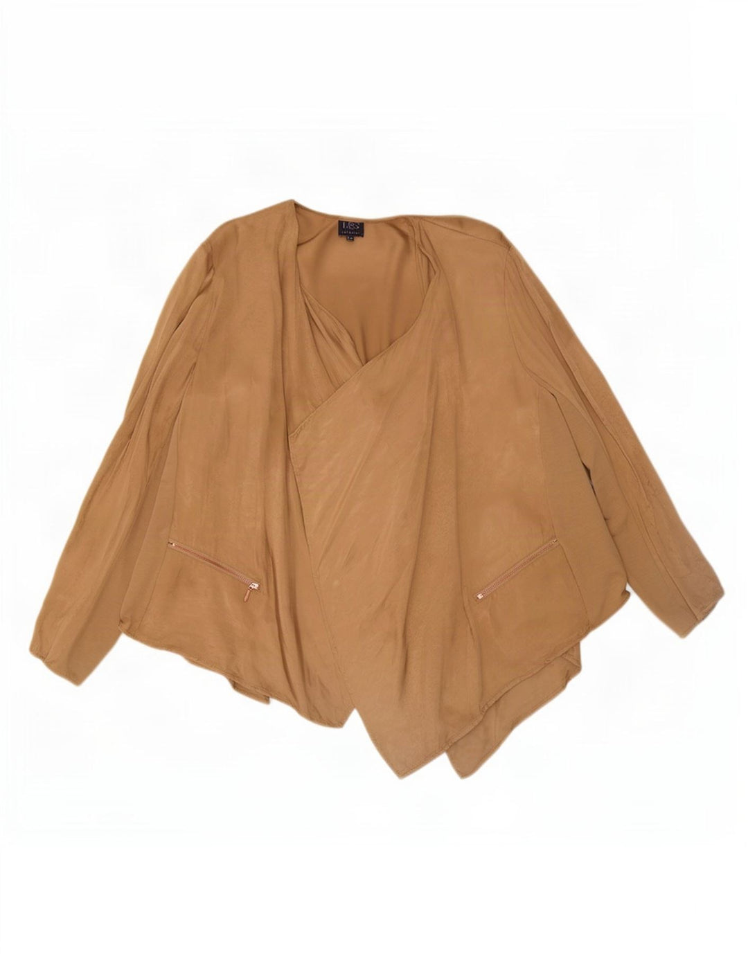 Marks & Spencer Damski asymetryczny kardigan Top UK 24 4XL Beżowy poliester