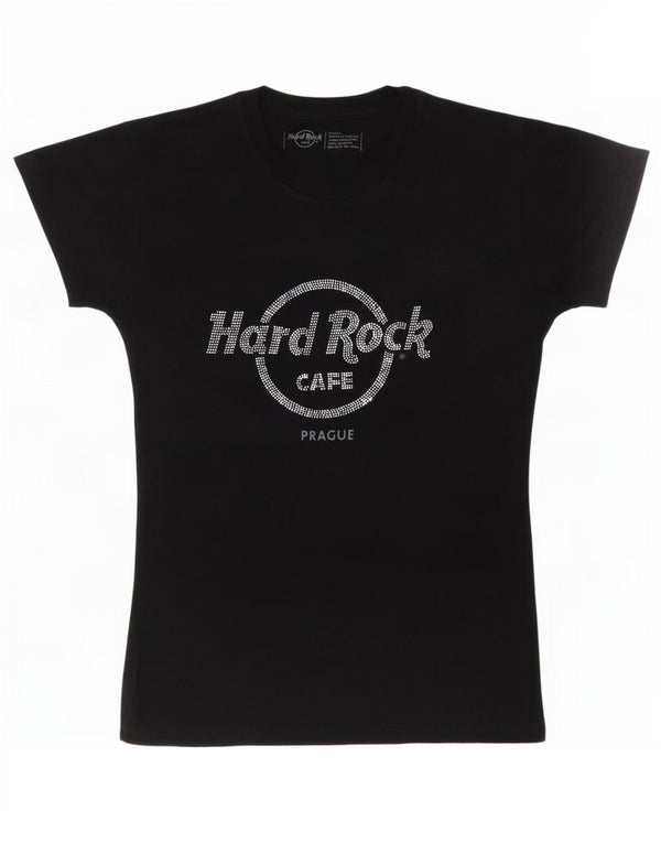 Damska koszulka z grafiką Hard Rock Cafe Praga Top UK 10, mała, granatowa