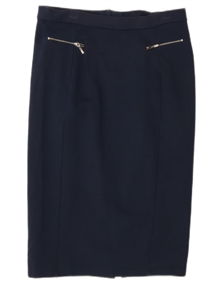 Marks & Spencer Damska spódnica midi UK 12 Medium W30 Granatowy poliamid