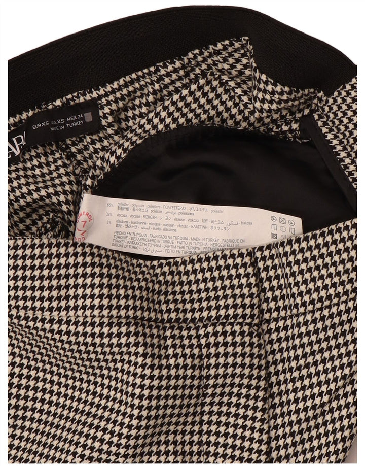 Damskie spodnie garniturowe Zara XS W24 L27, czarne, poliestrowe w pepitkę