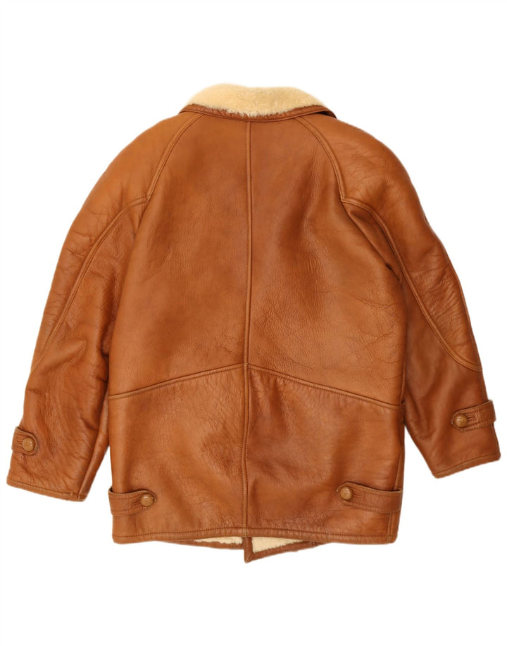Vintage męska kurtka shearling UK 42 XL brązowa