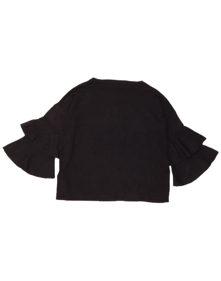 Marks & Spencer Damski top oversize z rękawem 3/4, UK 8, mała, czarna wiskoza