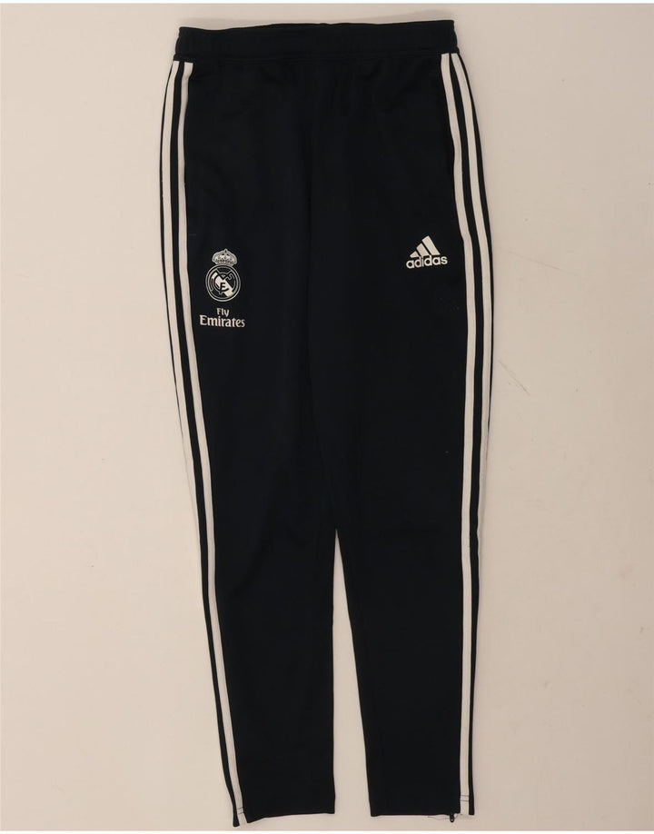 Męskie spodnie dresowe Adidas Real Madryt, małe, czarne, poliestrowe
