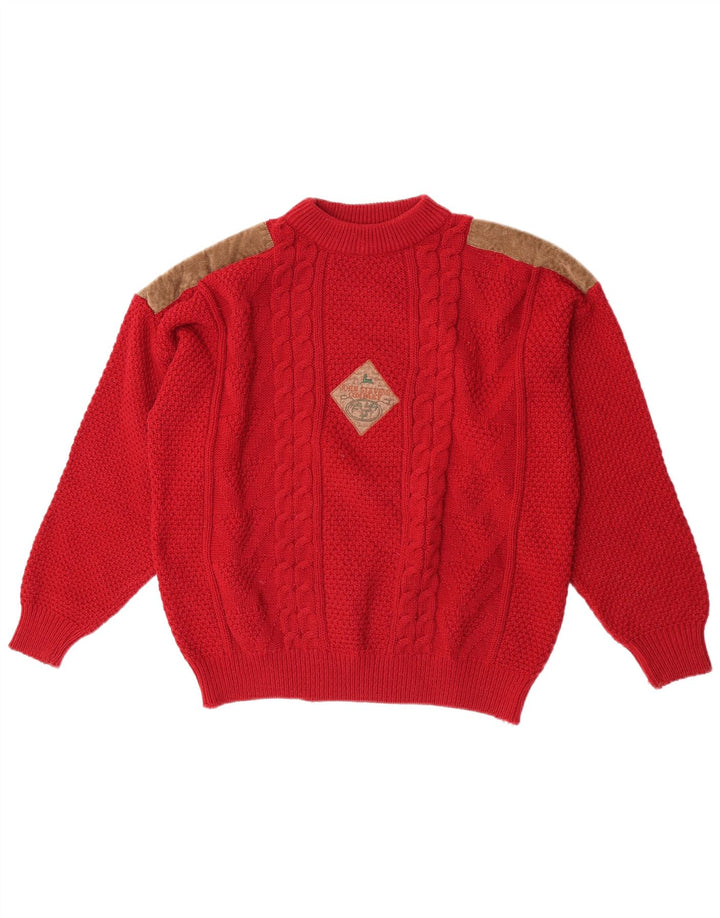 Vintage męski sweter z okrągłym dekoltem XL czerwony