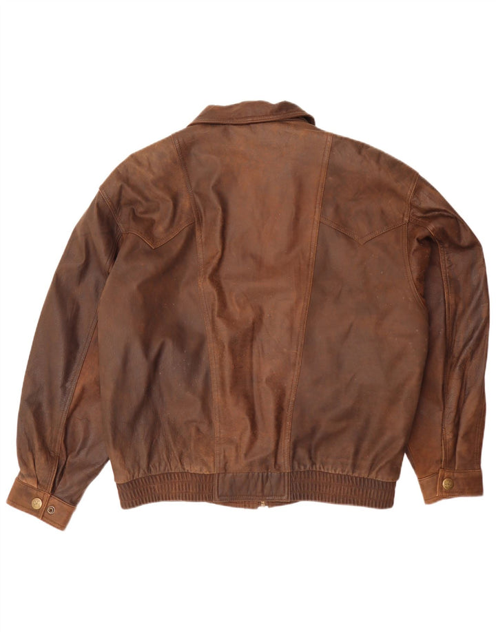 Vintage męska kurtka skórzana IT 52 XL brązowa