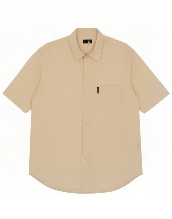 Męska koszula z krótkim rękawem Armani Jeans 2XL, beżowa, bawełniana