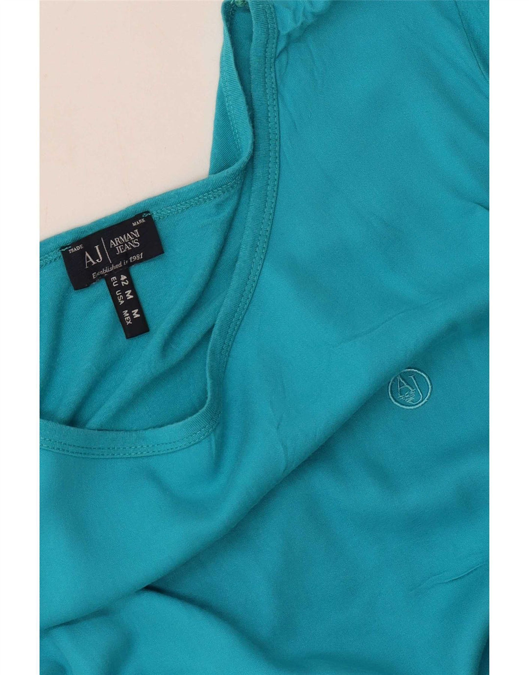 T-shirt damski Armani Jeans Top UK 12 Średni Niebieski