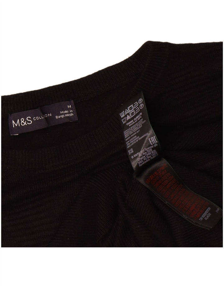 Marks & Spencer Damski sweter z dekoltem w łódkę UK 14 Średni czarny wiskoza