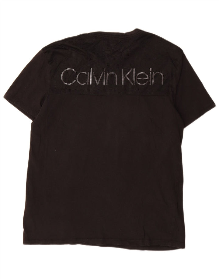 Męski T-shirt z grafiką CALVIN KLEIN, mały, czarny, bawełniany