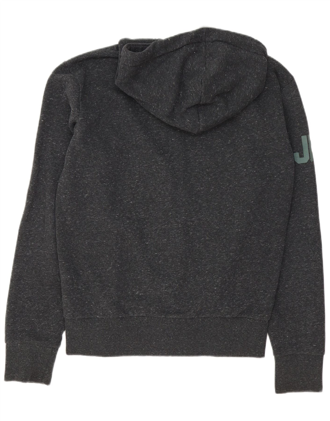 Męski sweter z kapturem Superdry z grafiką i zamkiem, średnioszary, bawełniany w cętki