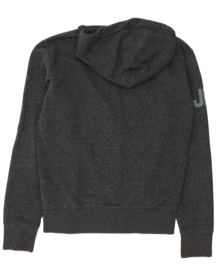 Męski sweter z kapturem Superdry z grafiką i zamkiem, średnioszary, bawełniany w cętki