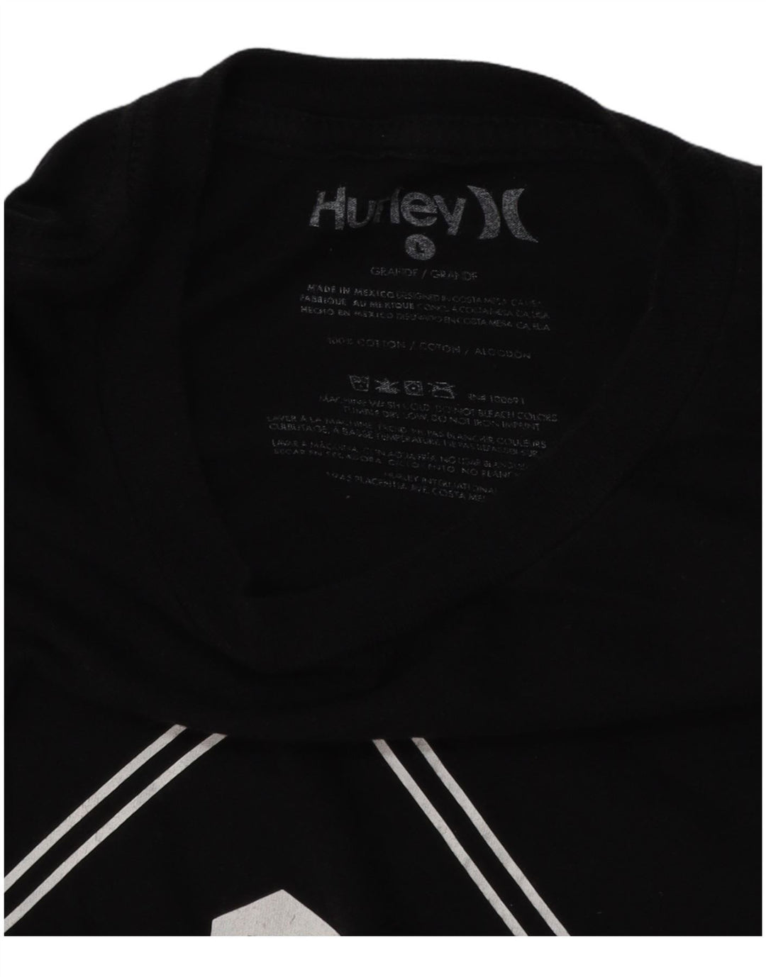 Męski T-shirt z grafiką HURLEY, duży, czarny, bawełniany