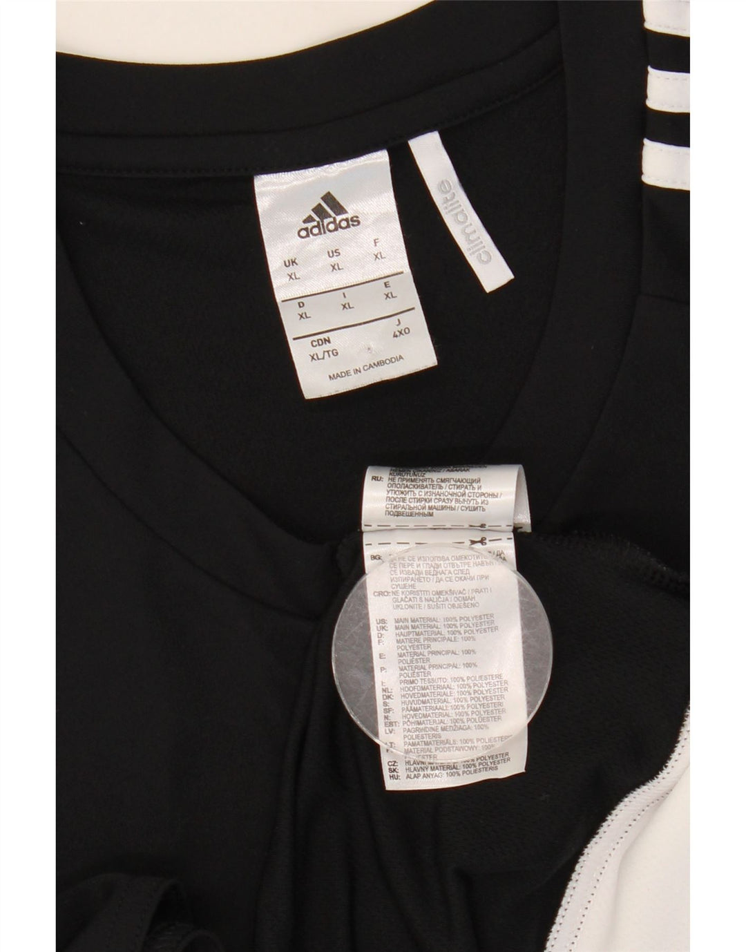 Adidas Męska koszulka Climalite Top XL Czarny poliester z blokami kolorów