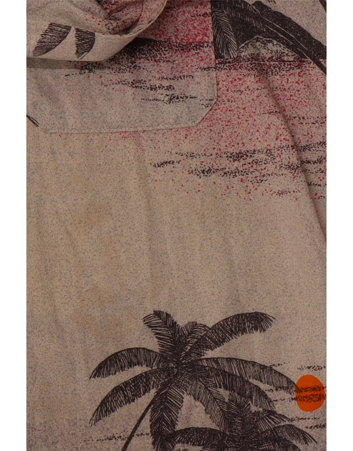 Męska koszula hawajska z krótkim rękawem VINTAGE, duża, beżowa, z kwiatowej bawełny