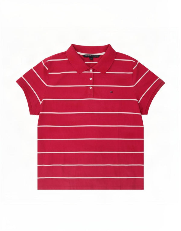 Damska koszulka polo Tommy Hilfiger UK 20 2XL, bawełniana w czerwone paski