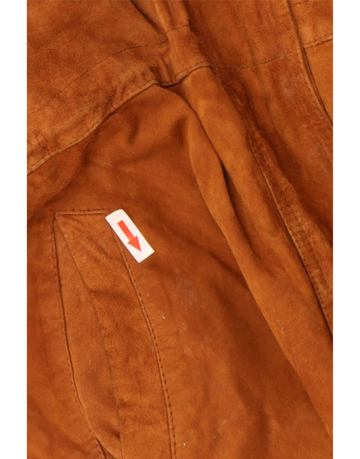 Zamszowy płaszcz damski w stylu vintage UK 16, duży brązowy