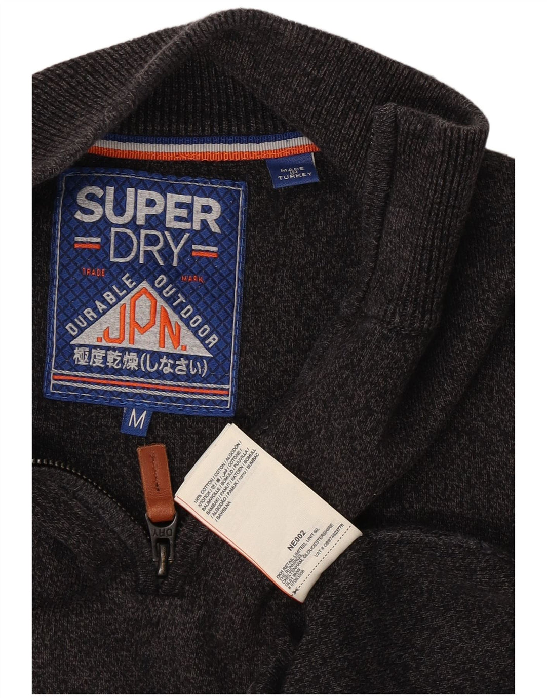Męski sweter z zamkiem Superdry, średnioszary, bawełniany w cętki