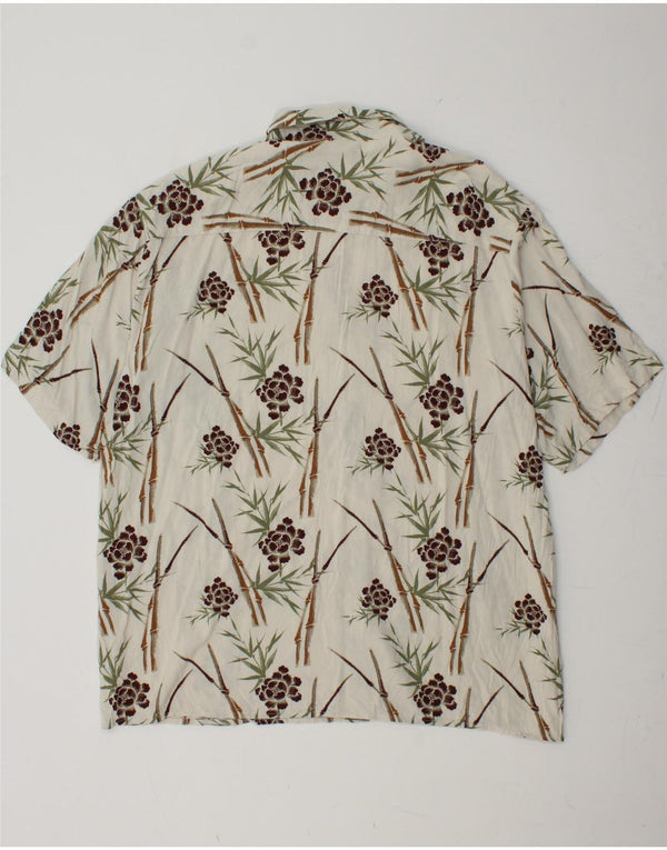 PURITAN Męska koszula z krótkim rękawem XL, biała, kwiatowa wiskoza