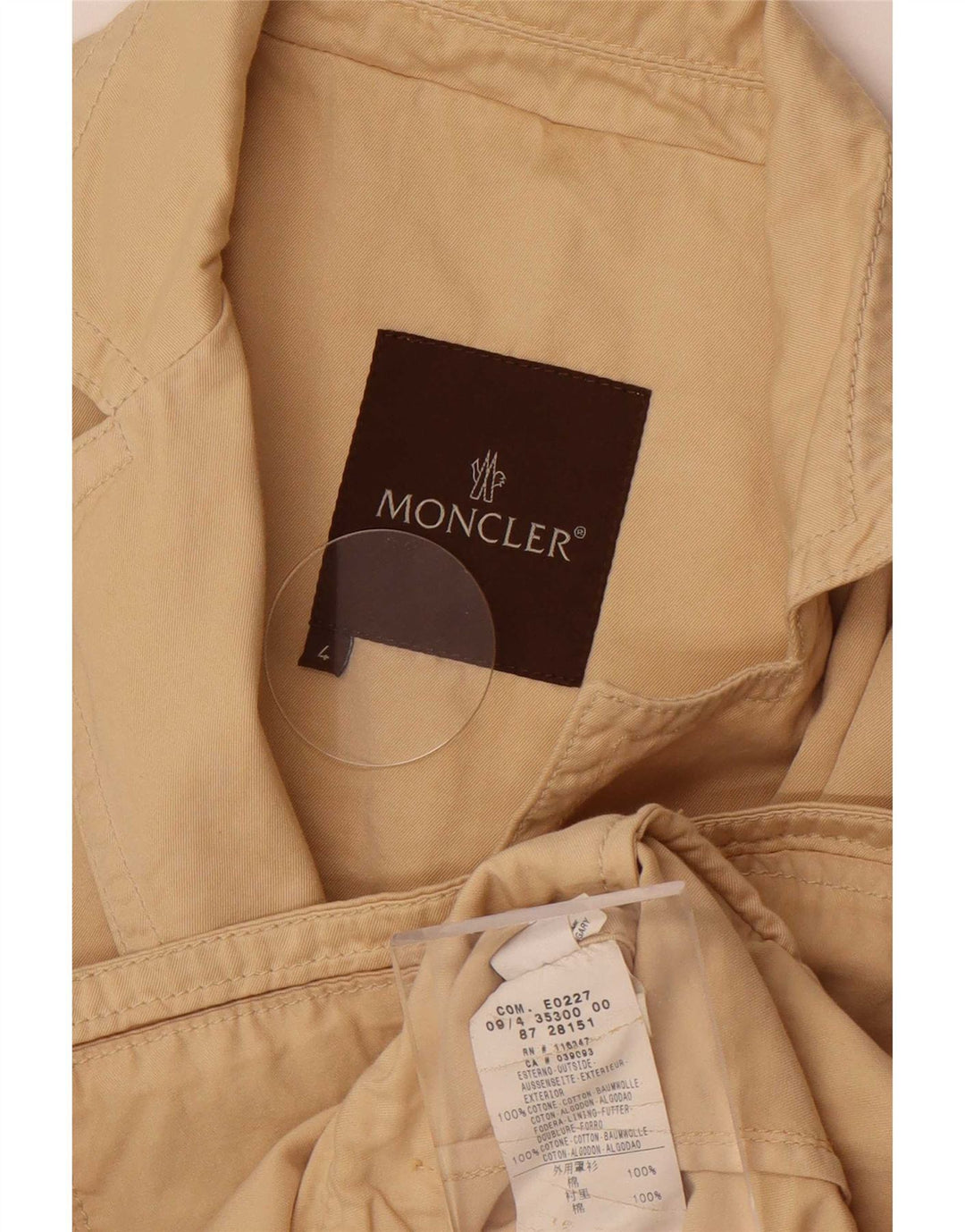 Moncler Damska marynarka oversize zapinana na 3 guziki, US 4, mała, beżowa, bawełniana